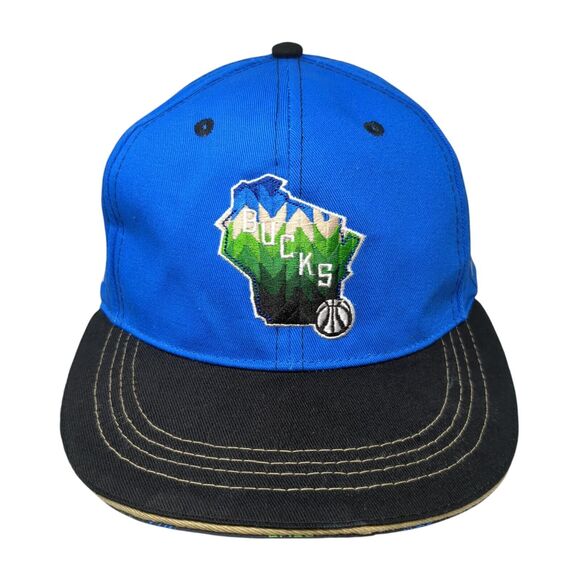 Milwaukee Bucks Snapback Hat Blue One Size Adjustable Embroidered 6 Panel - Picture 1 of 8